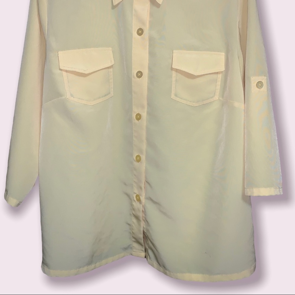 Bright yellow Susan Graver button down blouse (size L) - Picture 2 of 11